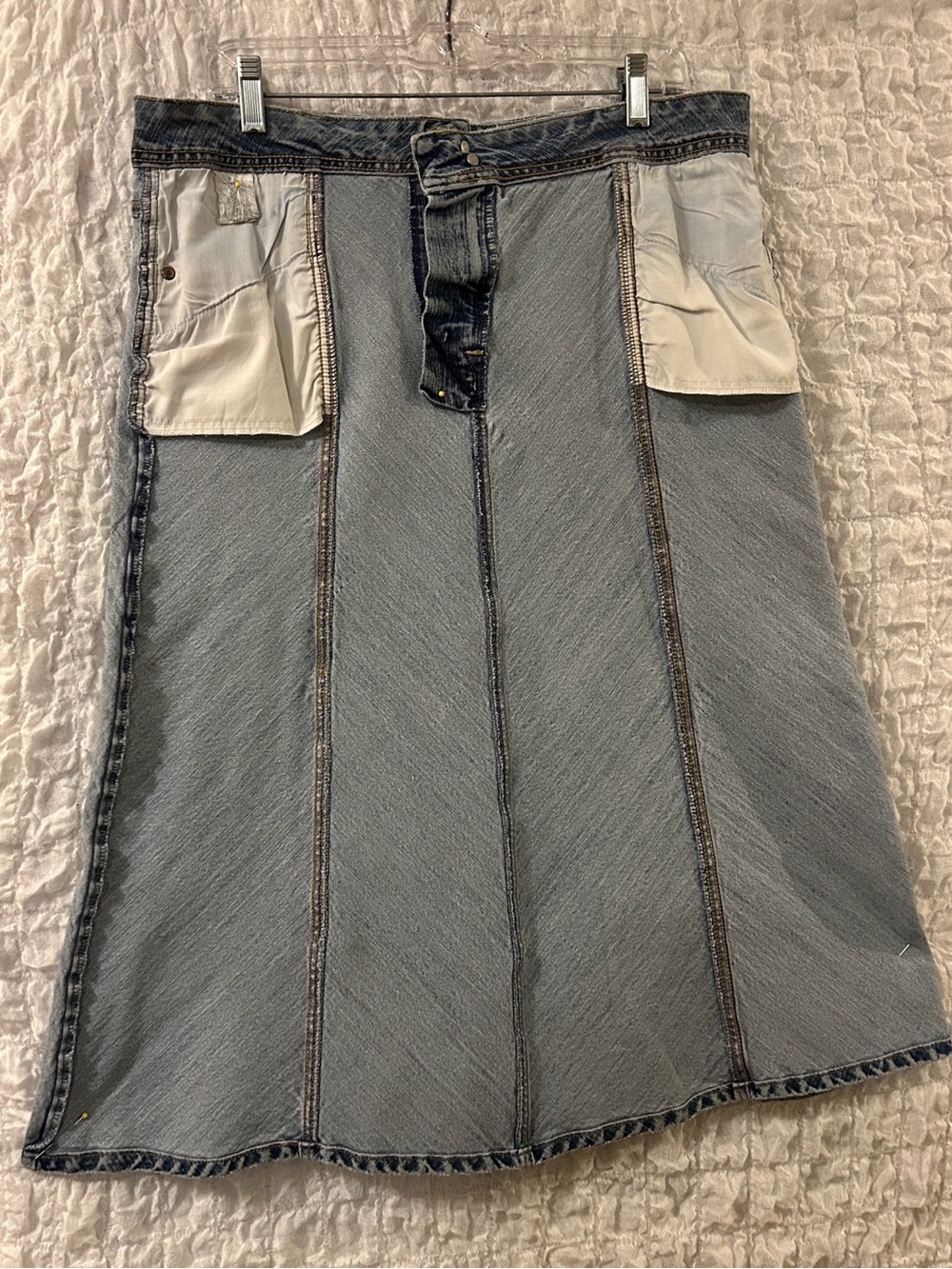 Bandolino Blu Denim Skirt Size 16 Medium Wash A-Line Flare Midi Y2K VTG - Picture 6 of 6